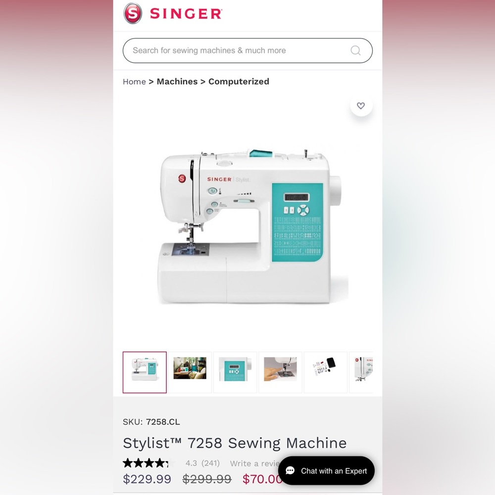 Singer 7258 sewing machine